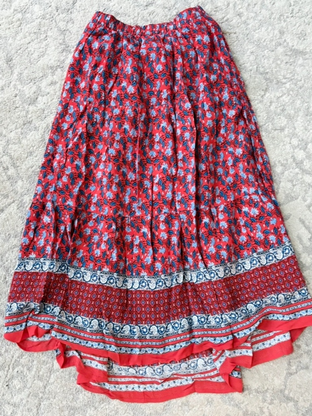 NWOT Loft Boho Floral Red Maxi Skirt